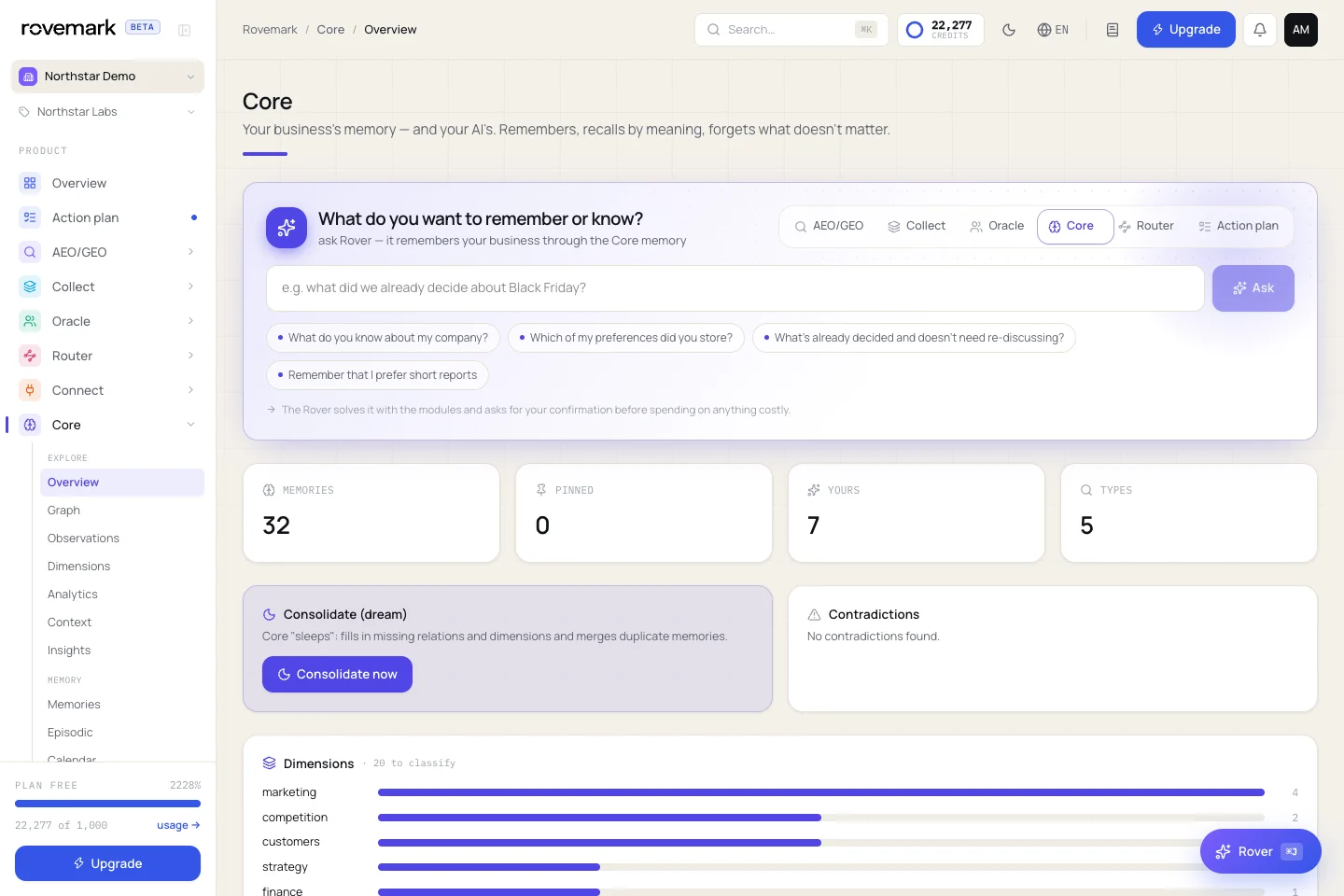 Official Cerne product screen using the Northstar Labs demo company